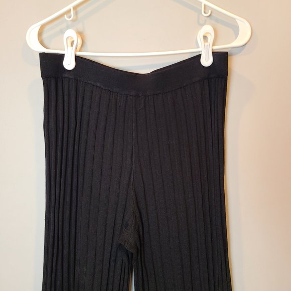 House of Harlow 1960 Pants Knit Ribbed Wide Leg Revolve Womens Medium Black - Picture 5 of 9